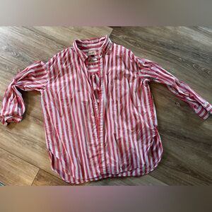Universal Thread Red and White Striped Button Down Shirt